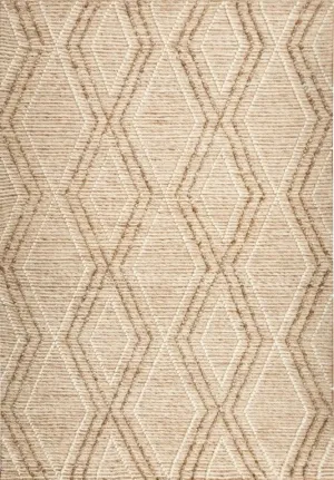 Amelia 155cm x225cm Boho Textured Hypo-Allergenic Wool Rug - Beige