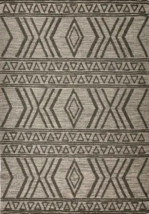 Amelia 155cm x225cm Tribal Textured Hypo-Allergenic Wool Rug - Charcoal