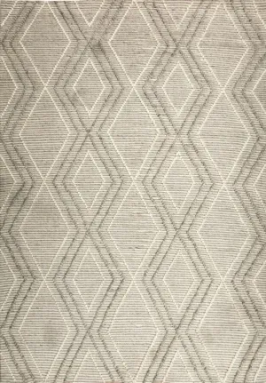 Amelia 240cm x320cm Boho Textured Hypo-Allergenic Wool Rug - Silver Grey