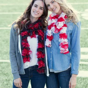 Red Heart Knit Ruffled Spirit Scarf