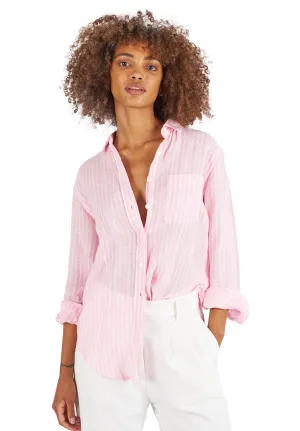 Rina Pink Stripes Slim-Fit Linen Shirt