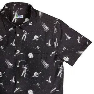 Space Mission Black Outer Space Button Up Shirt