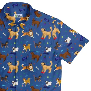 Video Game Dogs Light Button Up Shirt